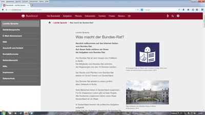Internet-Seite www.bundesrat.de | leichte Sprache